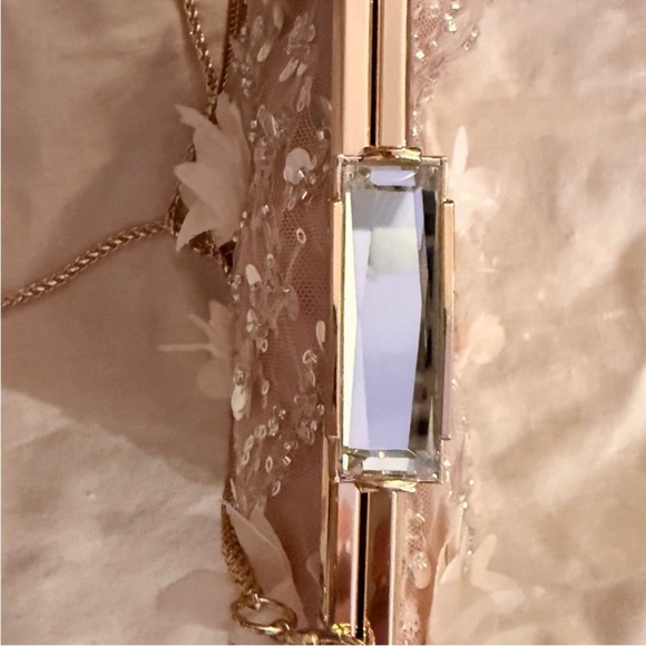 Badgley Mischka Bea Pink Evening Clutch with Gold Chain - Picture 3 of 3